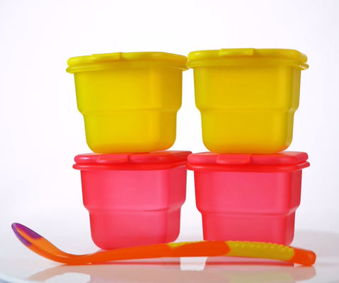 2 pcs BPA Gratis Kedap Udara Penyimpanan Makanan Bayi Plastik Dengan Sendok